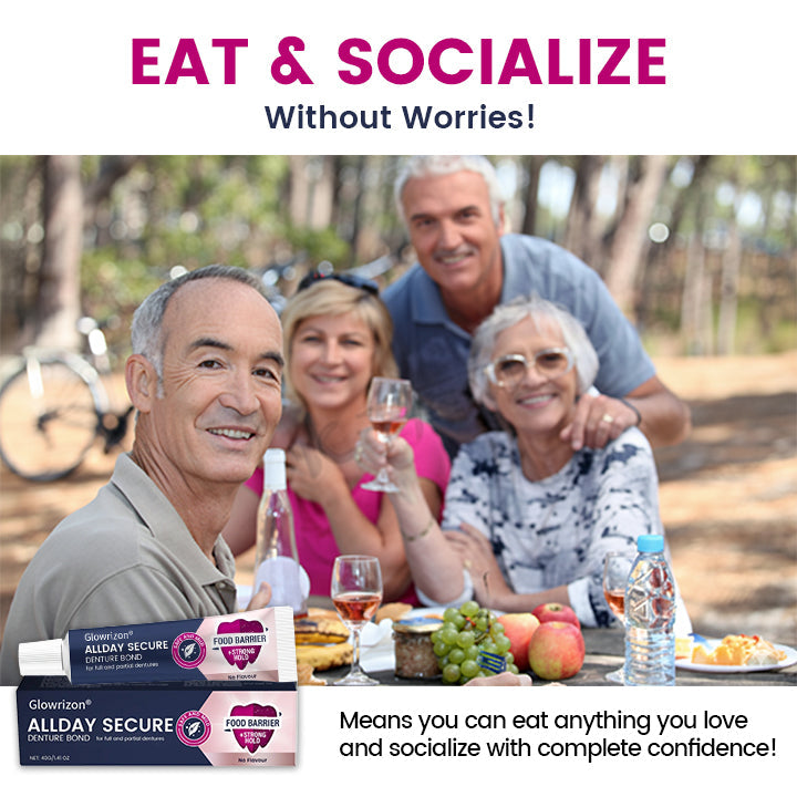 Glowrizon® AllDay Secure Denture Bond — Fit Seal, Secure Hold Up to 4 Days