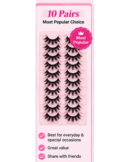 Manga Style Cat Eye False Eyelashes – 5 Pairs Spiky Anime Lashes for a Dramatic Doll Eye Look