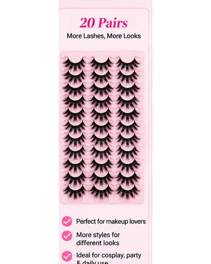 Manga Style Cat Eye False Eyelashes – 5 Pairs Spiky Anime Lashes for a Dramatic Doll Eye Look