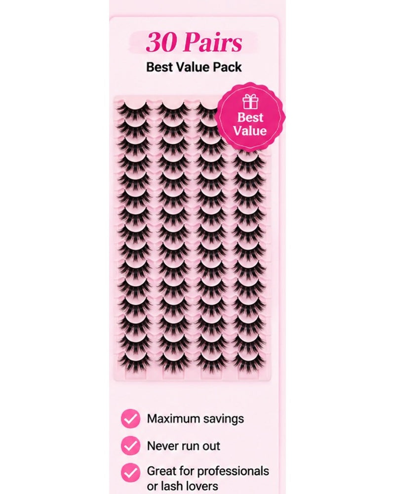 Manga Style Cat Eye False Eyelashes – 5 Pairs Spiky Anime Lashes for a Dramatic Doll Eye Look