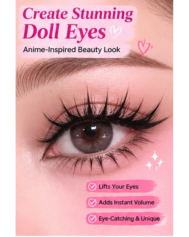 Manga Style Cat Eye False Eyelashes – 5 Pairs Spiky Anime Lashes for a Dramatic Doll Eye Look