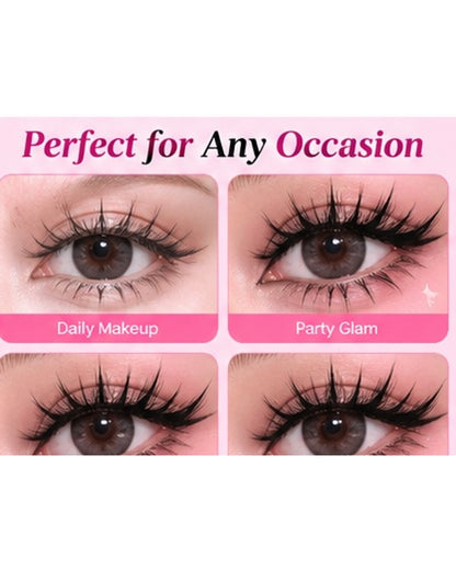 Manga Style Cat Eye False Eyelashes – 5 Pairs Spiky Anime Lashes for a Dramatic Doll Eye Look