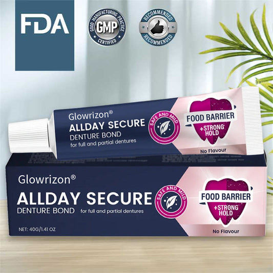Glowrizon® AllDay Secure Denture Bond — Fit Seal, Secure Hold Up to 4 Days