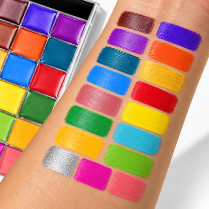 20-Color Face & Body Paint Kit with 10 Brushes – Vibrant Halloween Makeup & Cosplay Paint Set