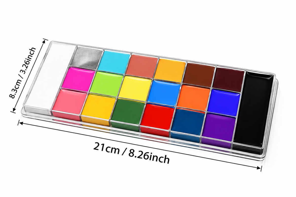 20-Color Face & Body Paint Kit with 10 Brushes – Vibrant Halloween Makeup & Cosplay Paint Set