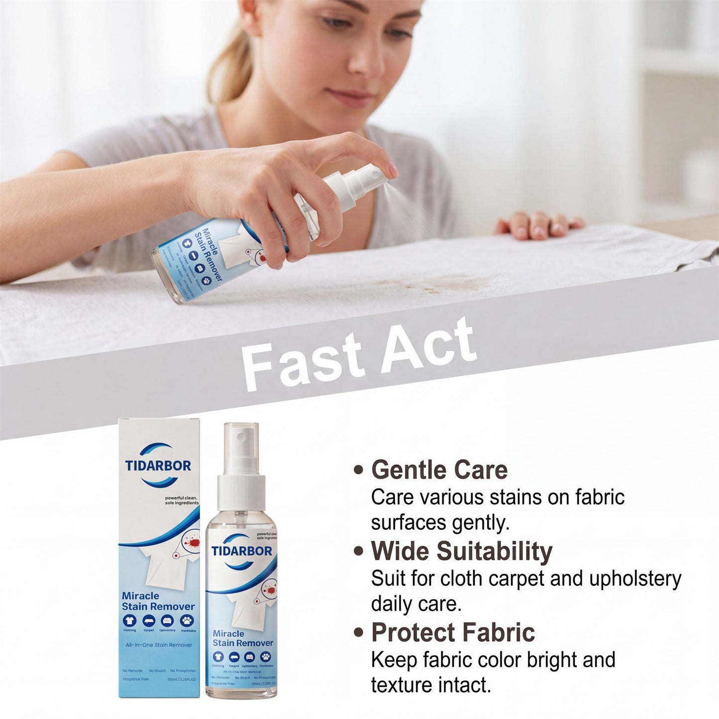 REMOVE STAINS IN MINUTES — NOT HOURS